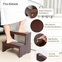 Solid Sheesham Wooden Two Step Stool for Adults and Kids, Bed Stepstool with Anti-Slip Bottom, Heavy Duty for Kitchen, Bathroom, Bedside Step Stool, Wooden Step Stairs 350 lbs Capacity
