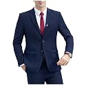 Solid Single Breasted Blazer for Men Blue