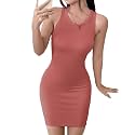 Solid Sleeveless Round Neck Ribbed Western Bodycon