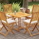 Solid Teak Wood Table Top, 27.6 x 27.6 Inch Square, 1.0" Thick, Sandblasted Finish, Weather-Resistant, Durable Desktop Table for Indoor Outdoor Dining &amp; Craft Use
