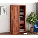 Solid Wood 2-Door 5 Shelf Wardrobe Cupboard