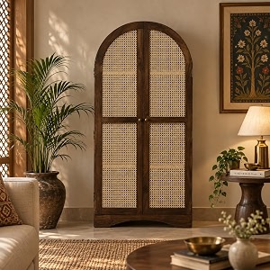 solid wood 2 door archies rattan cabinet  multipurpose cabinet for living room  finish- scratch resistant tubaq