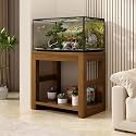 Solid Wood Aquarium Stand, Wide Multi-tier Fish Tank Stand, Minimalist and Versatile, Flexible Storage, Sturdy, Suitable for Living Rooms and Balconies(Walnut,35.4x13.8x24.4in)