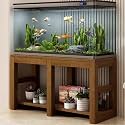 Solid Wood Aquarium Stand, Wide Multi-tier Fish Tank Stand, Minimalist and Versatile, Flexible Storage, Sturdy, Suitable for Living Rooms and Balconies(Walnut,59.1x23.6x24.4in)