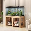 Solid Wood Aquarium Stand, Wide Multi-tier Fish Tank Stand, Minimalist and Versatile, Flexible Storage, Sturdy, Suitable for Living Rooms and Balconies(Natural Wood,59.1x23.6x24.4in)