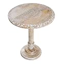 Solid Wood Carved Side Table 18x22 Inch, Rustic Accent Table for Living Room