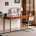 Solid Wood Computer Desk, Mid-Century Modern Home Office Desk with Drawers for Study, Working, Home Office 55" W