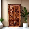 Solid Wood Diamond Cut Four Door AlmirahWardrobeCabinet