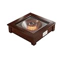 Solid Wood Electric Heater Household Fire Bucket Under-table Fireplace Winter Foot Warmer For Home Office Electric Stoves(Brown,60 * 60cm)