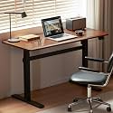 Solid Wood Electric Height Adjustable Standing Desk, Walnut Rubber Wood Home Office Sit Stand Desk with Cable Management Tray for Study Living Room 55.11" W