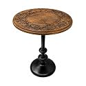 Solid Wood End Table with Aluminum Base, Rustic Side Table - Brown/Black