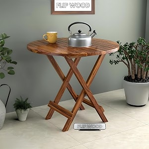 solid wood foldable coffee table  round folding tea table for living room patio amp outdoor  portable end table for picnic balcony amp garden honey finish