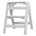 Solid Wood Folding Step Ladder Stool with Multi Layer Design Portable and Multi Functional Utility Chair Seat Non Slip Foot Cover Included(White,2 Steps)