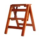 Solid Wood Folding Step Ladder Stool with Multi Layer Design Portable and Multi Functional Utility Chair Seat Non Slip Foot Cover Included(Brown,2 Steps)