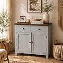 Solid Wood Madrid Sideboard | Sideboard Cabinet (S) | Finish Premium Acrylic Silver Grey