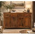 Solid Wood Madrid Sideboard | Sideboard Cabinet (L) | Finish Premium Brown