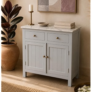 solid wood madrid sideboard with stone top sideboard cabinet s  finish premium acrylic silver grey