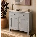 Solid Wood Madrid Sideboard with Stone Top| Sideboard Cabinet (S) | Finish Premium Acrylic Silver Grey