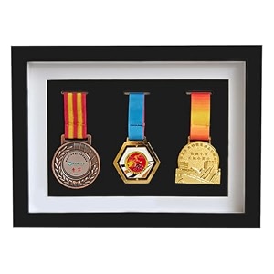 solid wood medal boxwooden display case for medals and badges of honourmarathon medal storage boxwar military three medal in black frame3d deep box frame to display warmilitarysports medals tabletop