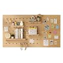 Solid Wood Pegboard Display Stand with Cork Board, Wall-Mounted Peg Boards Organizer Storage Racks for Entrance Bedroom Office Kitchen(Beige,90cm/34in)