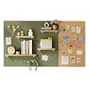 Solid Wood Pegboard Display Stand with Cork Board, Wall-Mounted Peg Boards Organizer Storage Racks for Entrance Bedroom Office Kitchen(Green,160cm/63in)