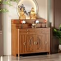 Solid Wood Personal Shrine Altar Table with Large Storage Cabinet, Buddhist Altar Cabinet with Drawer, Meditation Prayer Table (52.3" X 23.6" X 50")