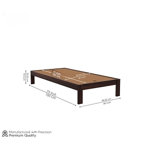 suncom solid wood single bed for living room - wooden single size bed for bedroom - sheesham wood diwan cot without storage - stylish and functional home furniture honey finish