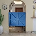 Solid Wood Swinging Cafe Doors - Elegant Half-Waist Saloon Doors for Kitchen, Bar, and Restaurant Entrances(Dark Blue,120x80cm)