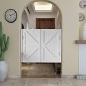 Solid Wood Swinging Cafe Doors - Elegant Half-Waist Saloon Doors for Kitchen, Bar, and Restaurant Entrances(White,80x90cm)