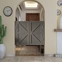 Solid Wood Swinging Cafe Doors - Elegant Half-Waist Saloon Doors for Kitchen, Bar, and Restaurant Entrances(Dark Gray,85x80cm)