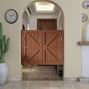 Solid Wood Swinging Cafe Doors - Elegant Half-Waist Saloon Doors for Kitchen, Bar, and Restaurant Entrances(Brown,75x90cm)