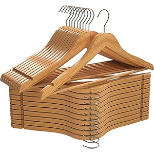solid wooden hangers zepoli pack 24 premium wooden hangers - durable amp slim coat hangers - suit hangers with 360-degree rotatable hook - wood hangers with shoulder grooves natural