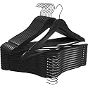 Solid Wooden Hangers ZEPOLI Pack Premium Wooden Hangers - Durable &amp; Slim Coat Hangers - Suit Hangers with 360-Degree Rotatable Hook - Wood Hangers with Shoulder Grooves (Pack of 4, Black)