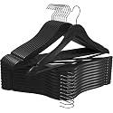 Solid Wooden Hangers ZEPOLI Pack Premium Wooden Hangers - Durable &amp; Slim Coat Hangers - Suit Hangers with 360-Degree Rotatable Hook - Wood Hangers with Shoulder Grooves (Pack of 10, Black)