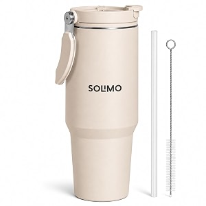 Solimo Tumbler with Straw Top Handle