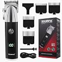SOLIMPIA HT-629 Professional Digital Display Cordless Hair Clipper with Dual Motor Electric Hair Cutter Kit Wireless Hair Grooming Trimmers Set, Li-ion Battery 1200mAh 180 minutes Runtime, Silver
