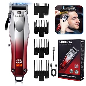 solimpia ht-675 salon series professional digital display cordless hair clipper electric hair cutter kit wireless hair grooming trimmers set li-ion battery 1000mah 180 minutes runtime red