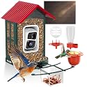 SOLIOM Smart Bird Feeder with Camera for Outdoors, Durable Metal Solar AI Birdhouse, 2K Live View &amp; Instant Alerts, Squirrel-Proof – Complete Bird Watching Gift Set(Red)