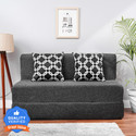 Solis Primus-comfort for all 4X6 size for 2 Person- Jute Fabric Washable Cover 2 Seater Double Foam Fold Out Sofa Cum Bed