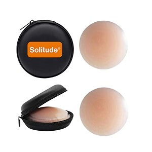 solitude 2 pcs reusable nipple covers with case  comfortable amp natural invisible self adhesive washable silicone pasties for women skin color