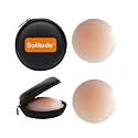 Solitude 2 Pcs Reusable Nipple Covers with Case | Comfortable & Natural Invisible Self Adhesive Washable Silicone Pasties for Women (Skin Color)