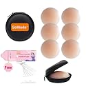 Solitude 6 Pcs Reusable Nipple Covers with Case | Comfortable &amp; Natural Invisible Self Adhesive Washable Silicone Pasties for Women (Skin Color)