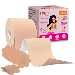 solitude breast shaper amp lifter boob tape with 10 nipple pasties for women push up amp lifting breast tape breast lift bra tape for breast lift double sided sticky body tape brown