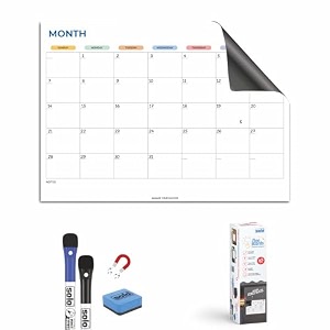 solo magnetic whiteboard monthly planner set - a3 size  includes whiteboard surface 2 markers duster amp 6 magnetic strips  durable design  perfect for fridge office amp metal wardrobe