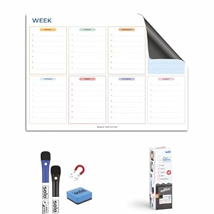 solo magnetic whiteboard monthly planner set - a3 size  includes whiteboard surface 2 markers duster amp 6 magnetic strips  durable design  perfect for fridge office amp metal wardrobe