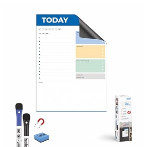 solo magnetic whiteboard daily planner set - a4 size  includes whiteboard surface 2 markers duster amp 4 magnetic strips  durable design  perfect for fridge office amp metal wardrobe