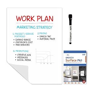 solo reusable whiteboard a4  self-adhesive for smooth surfaces washable amp restickable 100s of times no wall damage  includes 1magnetic marker  for office amp college use
