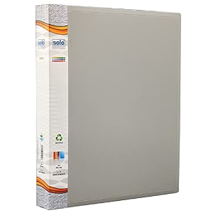 solo 2-d a4 ring binder file folder  office document organizer with inside pocket presentation display plastic file for certificates portfolio papers amp projects grey pack of 1 250 sheets