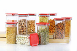 solomon plastic grocery container  - 1100 ml pack of 10 red