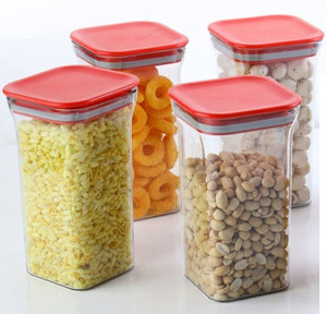 solomon plastic grocery container  - 1100 ml pack of 4 red